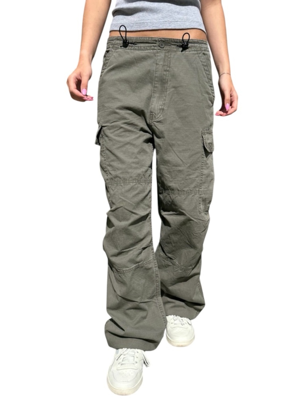 Brandy Melville Jenna Olive Green Khaki Cargo Pants Relaxed Utility Size S / M